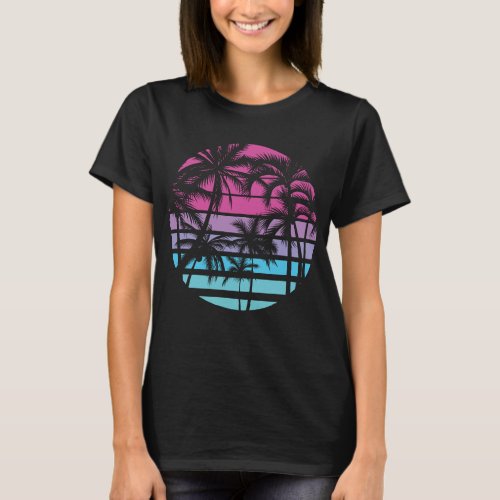 Palm Trees Retro Vintage Sunset T_Shirt