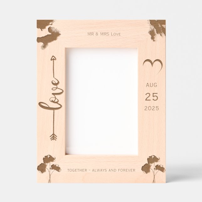 Palm Trees Romantic Beach Wedding Frame Engraved Frames (Front)