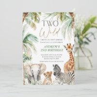 Palm Trees Safari Animals Two Wild 2nd Birthday
