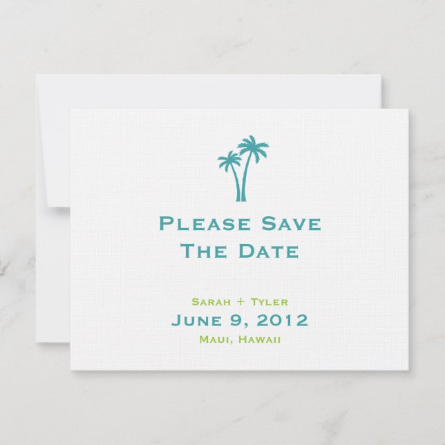 Palm Trees Save The Date Card (Front)