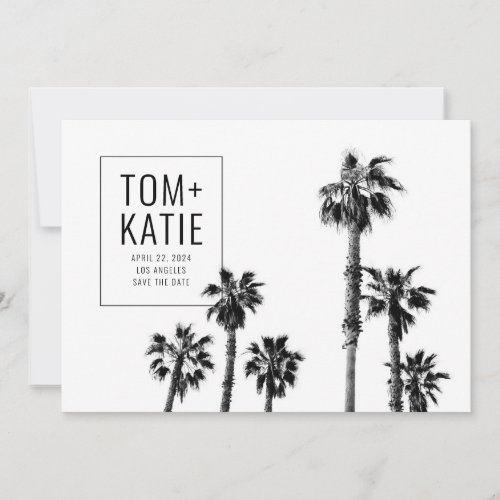 Palm Trees Save the Date for California Wedding Invitation