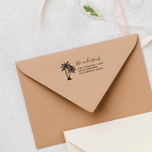 Palm Trees Script Family Name & Return Address Self-inking Stamp