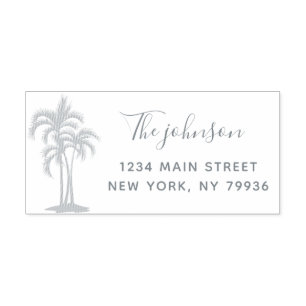 Palm Trees Script Family Name Return Address Self-inking Stamp