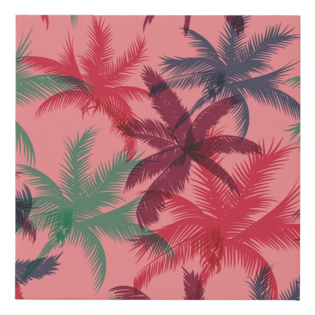 Palm trees seamless pattern faux canvas print (Front)
