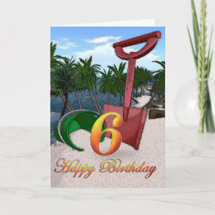Palm trees side beach ocean tropical 6th birthday card