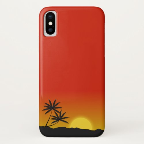 Palm Trees Silhouette and Tropical Sunset iPhone X Case
