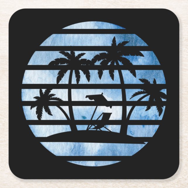 PALM TREES SQUARE PAPER COASTER (Front)