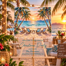 Palm Trees String Lights Christmas Party Welcome