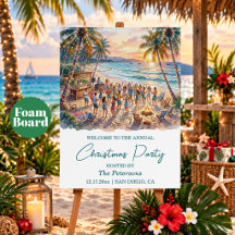 Palm Trees String Lights Christmas Party Welcome