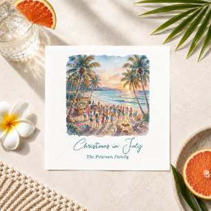 Palm Trees String Lights Party Christmas in July Napkins