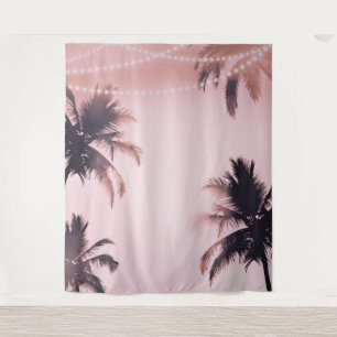 Palm Trees String Lights Pink Photography Backdrop