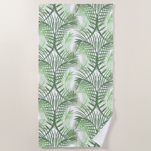 Palm Trees Summer Tropical Beach Green Beach Towel (Front)