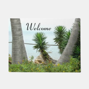 Palm Trees Sunflowers Welcome Doormat by TrailsThroughNature at Zazzle