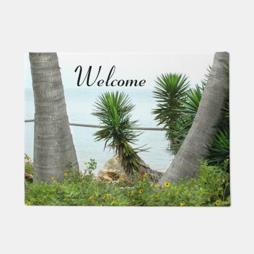 Palm trees Sunflowers Welcome Doormat