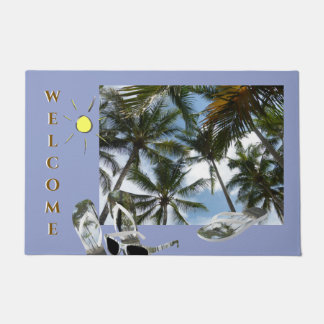 Palm Trees Sunny WELCOME Cust. Door Mat