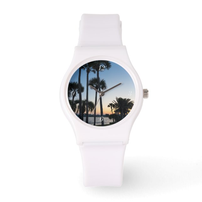 Palm Trees Sunrise Destin Florida Sporty Watch (Front)