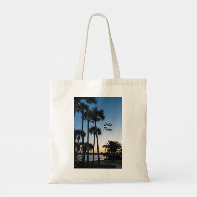 Palm Trees Sunrise Destin Florida Tote Bag (Back)