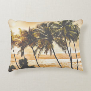 Palm Trees Sunset: Goa Vintage Accent Pillow