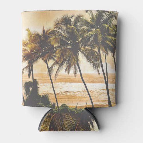 Palm Trees Sunset Goa Vintage Can Cooler