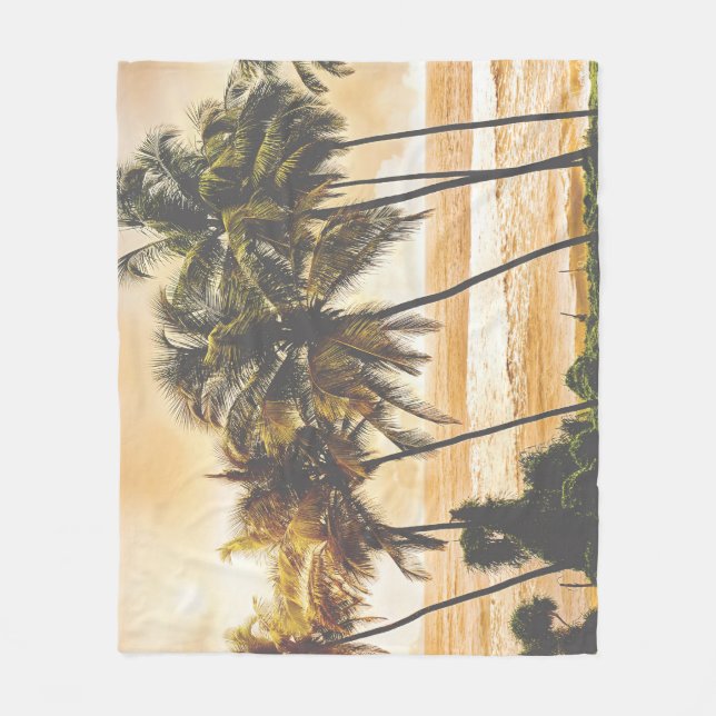 Palm Trees Sunset: Goa Vintage Fleece Blanket (Front)