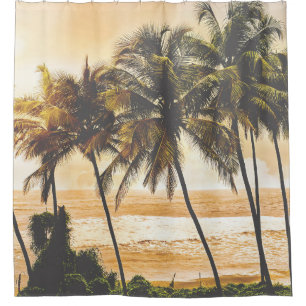 Palm Trees Sunset: Goa Vintage Shower Curtain