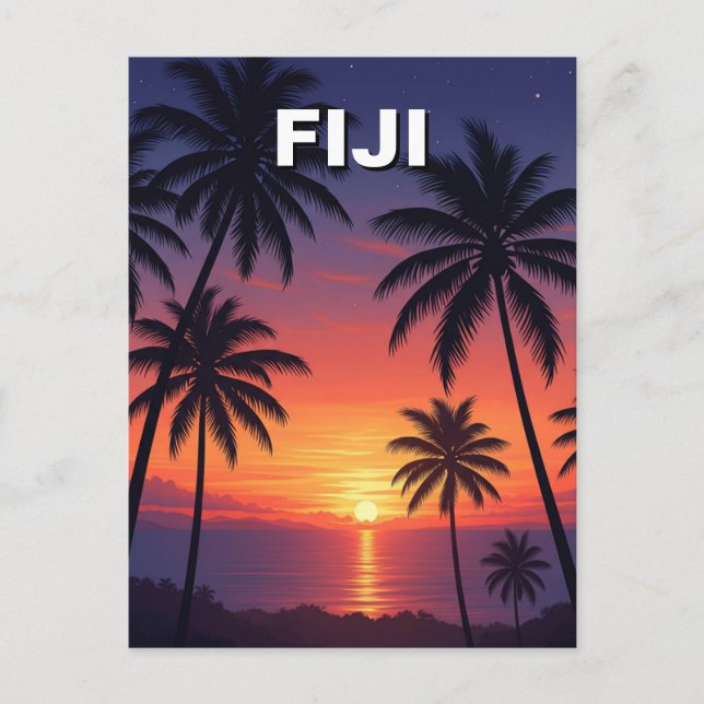 Palm Trees Sunset in Fiji Postcard (Front)