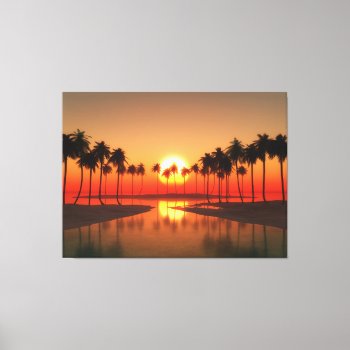 Palm Trees Sunset Landscape Canvas Print by Kjpargeter at Zazzle