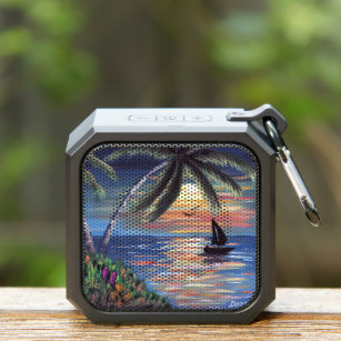 Palm Trees Sunset Ocean Painting Bluetooth Speaker