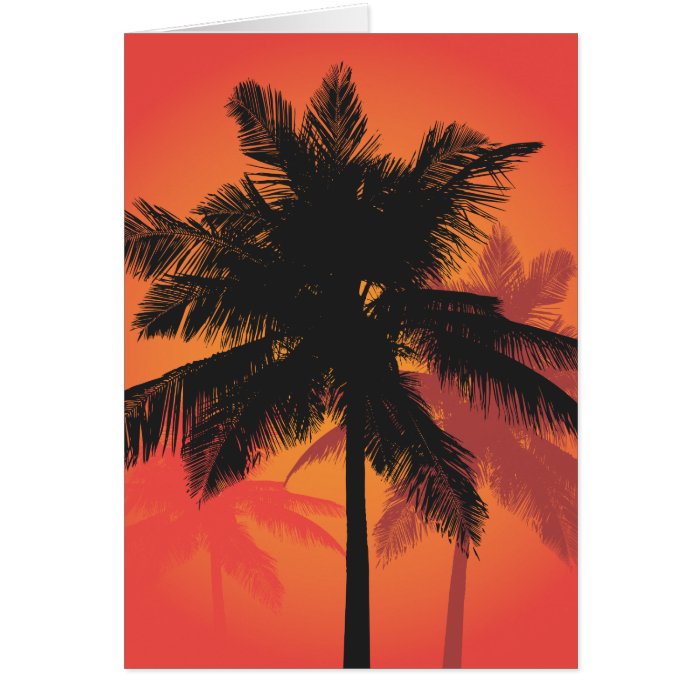 Palm Trees Sunset Silhouettes Greeting Cards