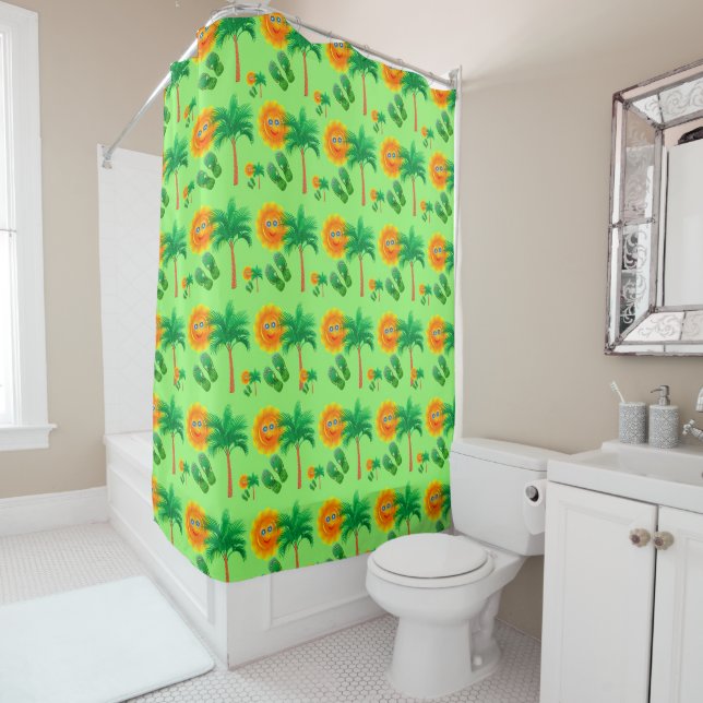 Palm Trees, Sunshine and Flip Flops Shower Curtain (In Situ)