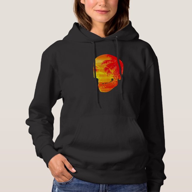 Palm Trees Sunshine Ocean Skull Hoodie (Front)