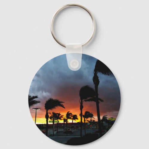 Palm Trees Swaying in the Breeze at Sunset Keychain