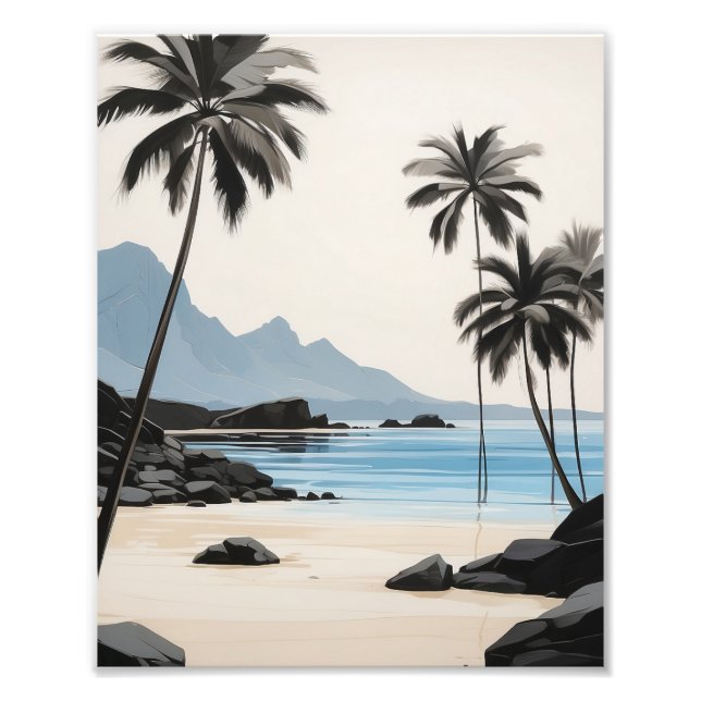  Palm Trees Swaying on a Tranquil Beach Photo Print (Front)