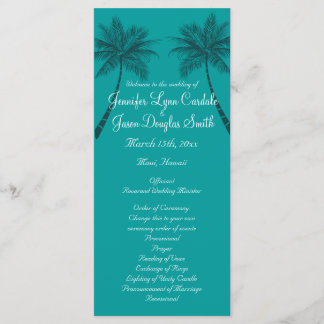Palm Trees Teal Blue Beach Wedding Programs