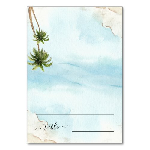 Palm Trees Tropical Beach 35 x5 Wedding Table Number