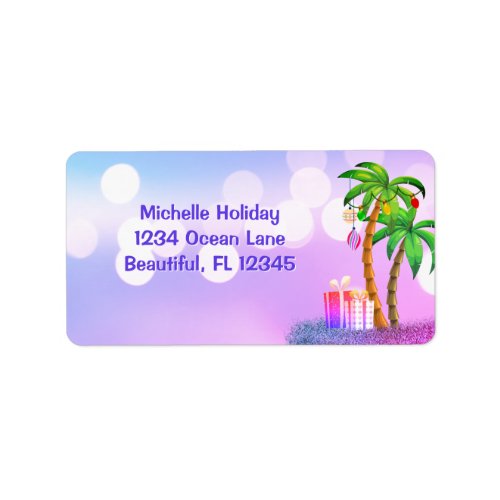 Palm Trees Tropical Beach Christmas Address Label