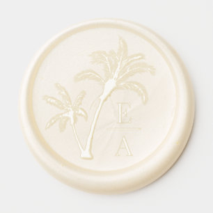 Palm Trees Tropical Beach Monogram Wedding Wax Seal Sticker