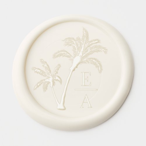 Palm Trees Tropical Beach Monogram Wedding Wax Seal Sticker
