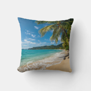 Palm Trees Tropical Beach Ocean Throw Pillow