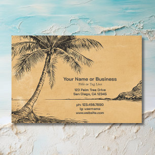 Palm Trees Tropical Beach Vintage Style Sketch Business Card