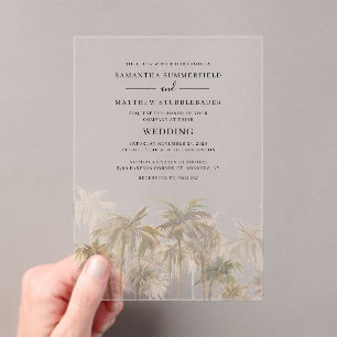 Palm Trees Tropical Beach Wedding Acrylic Invitations