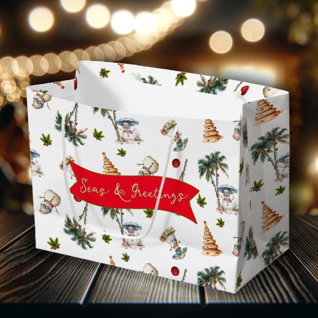 Palm Trees Tropical Christmas Pattern Large Gift Bag (Creator Uploaded)