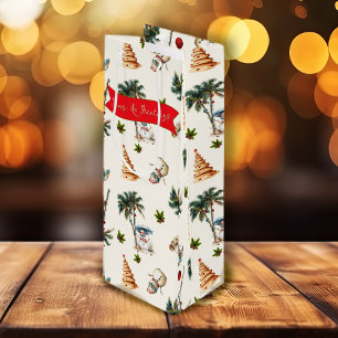 Palm Trees Tropical Christmas Pattern Wine Gift Bag