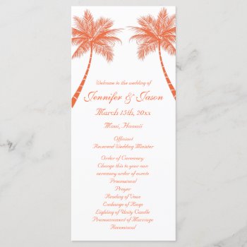 Palm Trees Tropical Coral Beach Wedding Programs by CustomWeddingSets at Zazzle