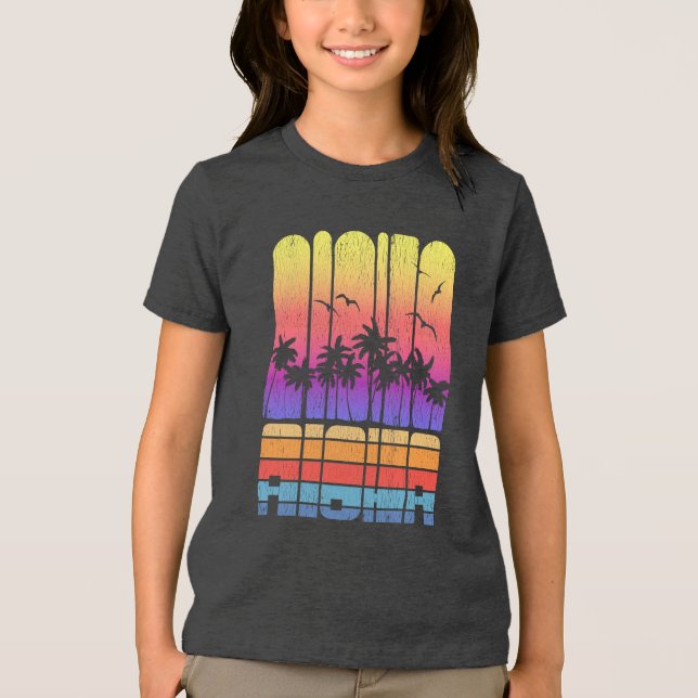 Palm Trees Tropical Daughter Retro Vacation Tri-Blend Shirt (Front)
