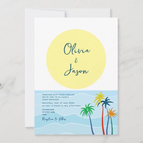 Palm Trees Tropical Destination Beach Wedding Invitation