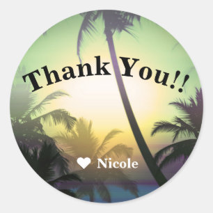 Palm Trees Tropical Heat Beach Party Luau Favor Classic Round Sticker