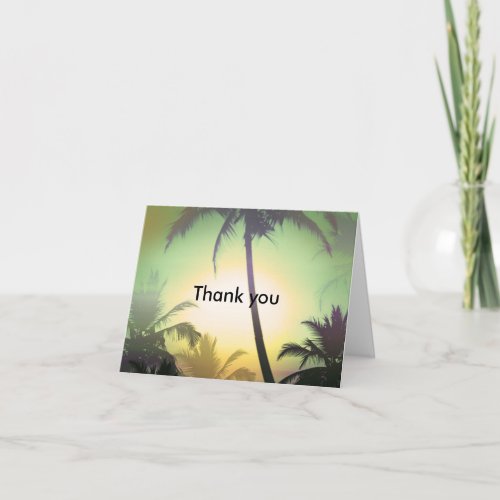 Palm Trees Tropical Heat Beach Thank You Fold Card