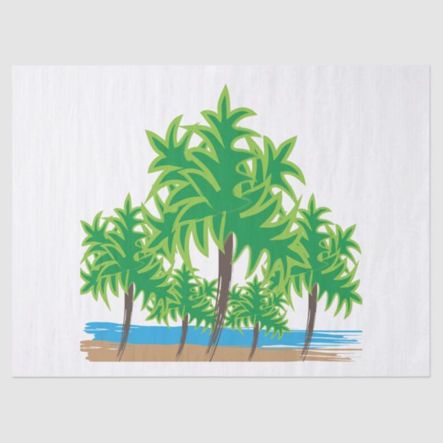 Palm Trees Tropical Island Beach Tissue Paper (Front)