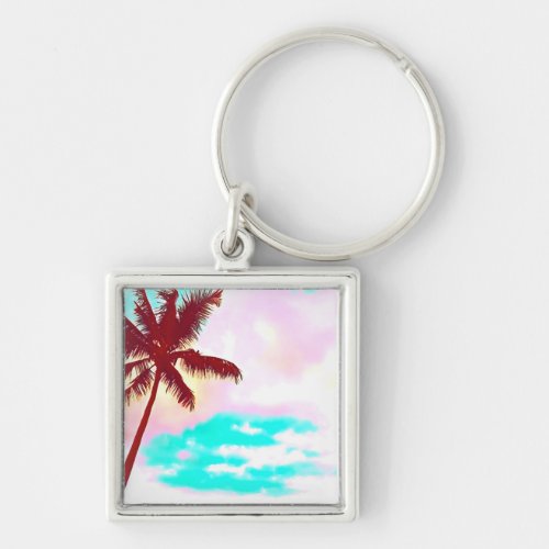 Palm Trees tropical Island life Keychain